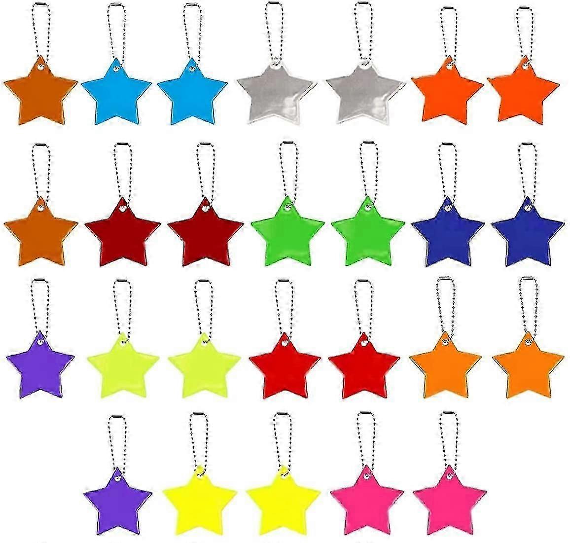26pcs תליון רפלקטור בטיחות, תליון רפלקטור לילדים, כוכב רפלקטור בטיחות לתיק בית ספר תרמיל רכיבה על אופניים הליכה ריצה (13 צבעים)-Yvan