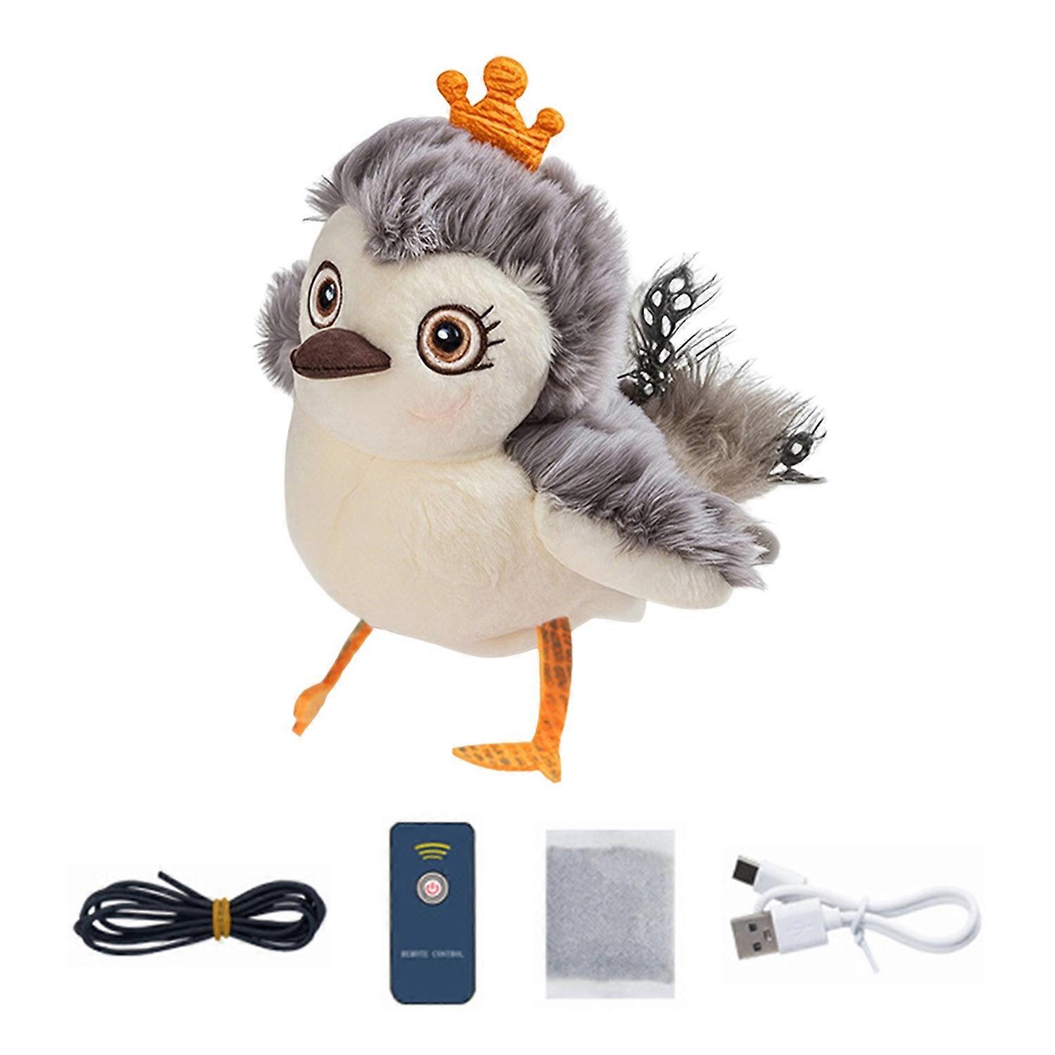 Flapping Bird Cat Toy Rechargeable Interactive Plush Bird with Remote Control Automatic Flapping And
