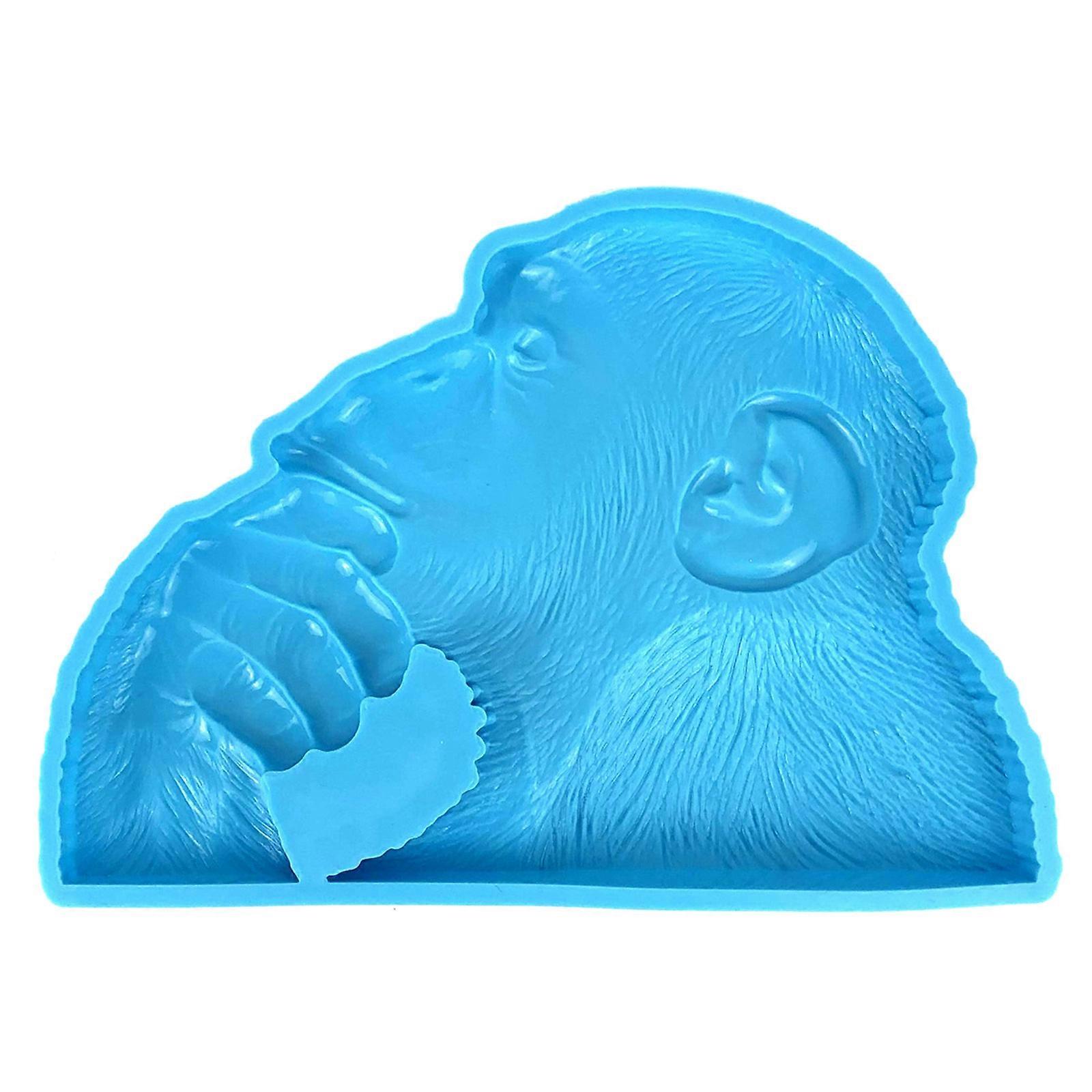 Diy Crystal Drop Glue Aromatherapy Gypsum Abrasive Three-dimensional Thinking Gorillas Ornaments Pendant Silicone Mold  Blue