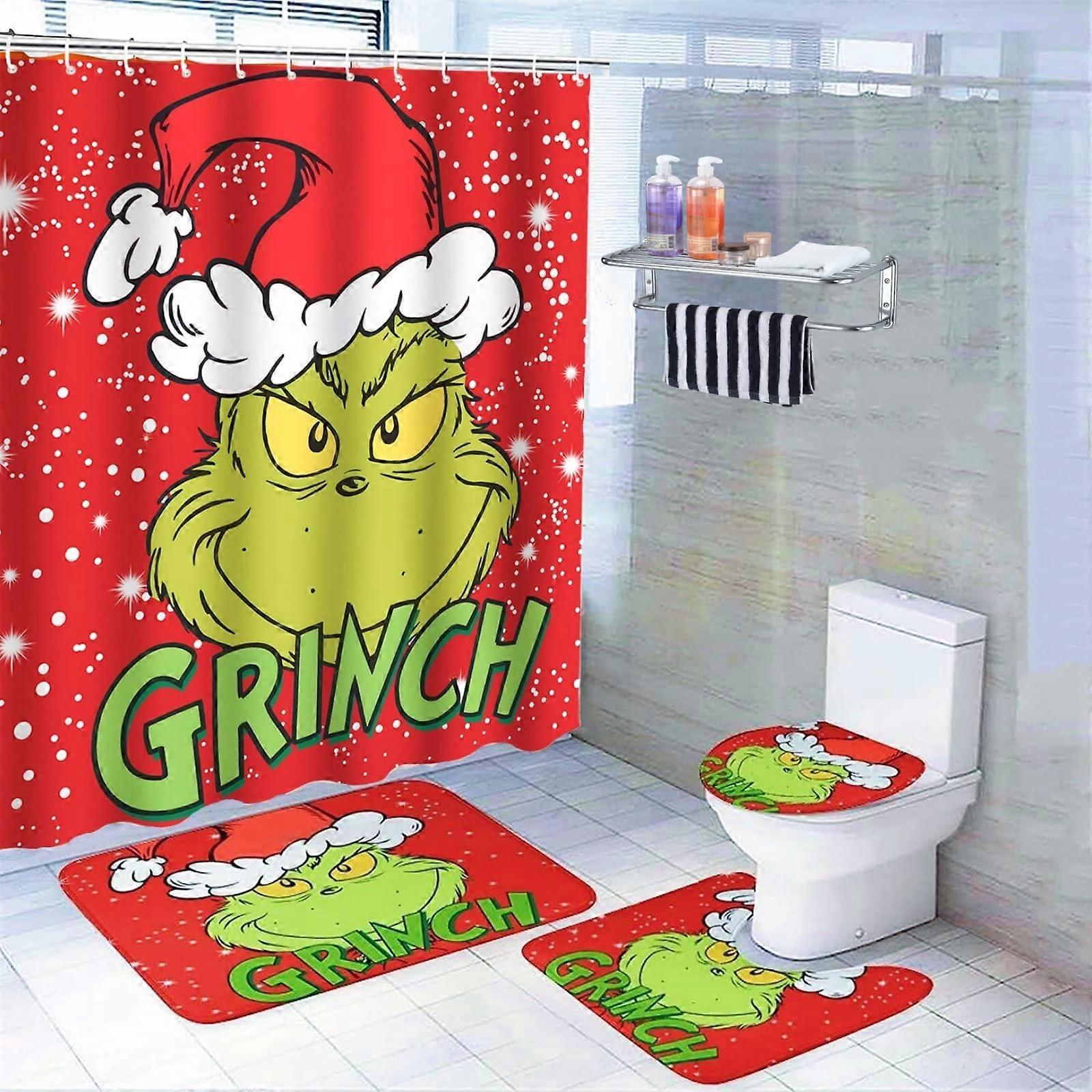 1 Piece Shower Curtain Set Non Slip for Christmas Bathroom Sets 72 x 72 Inches