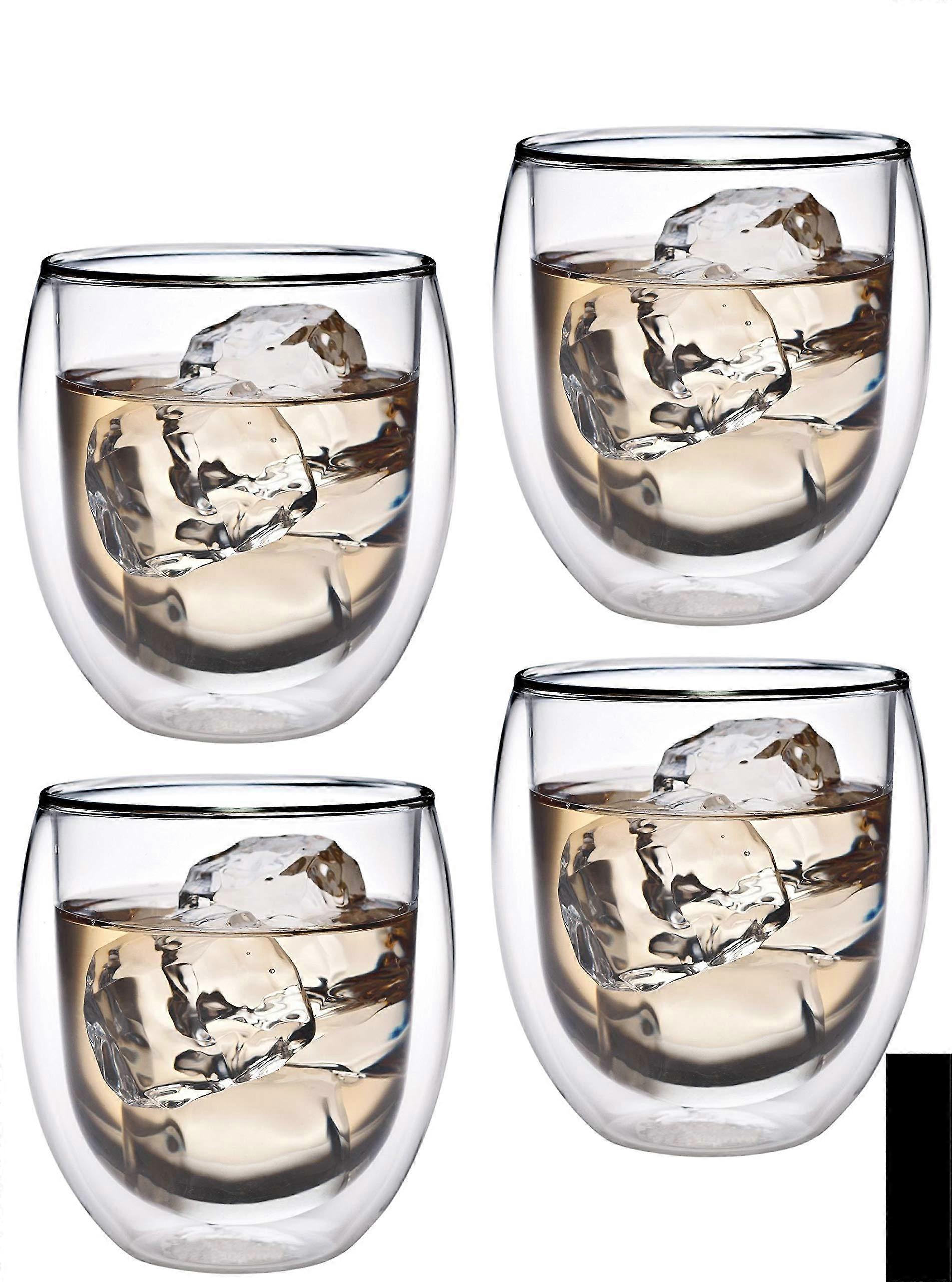 4 Double Walled Glass Coffee Mugs for Cappuccino and Macchiato 320 ml