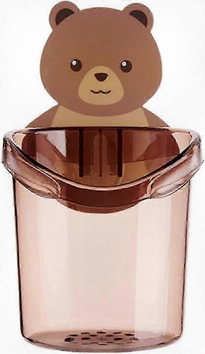 Wall Mounted Toothbrush Organizer for Bathroom in Brown