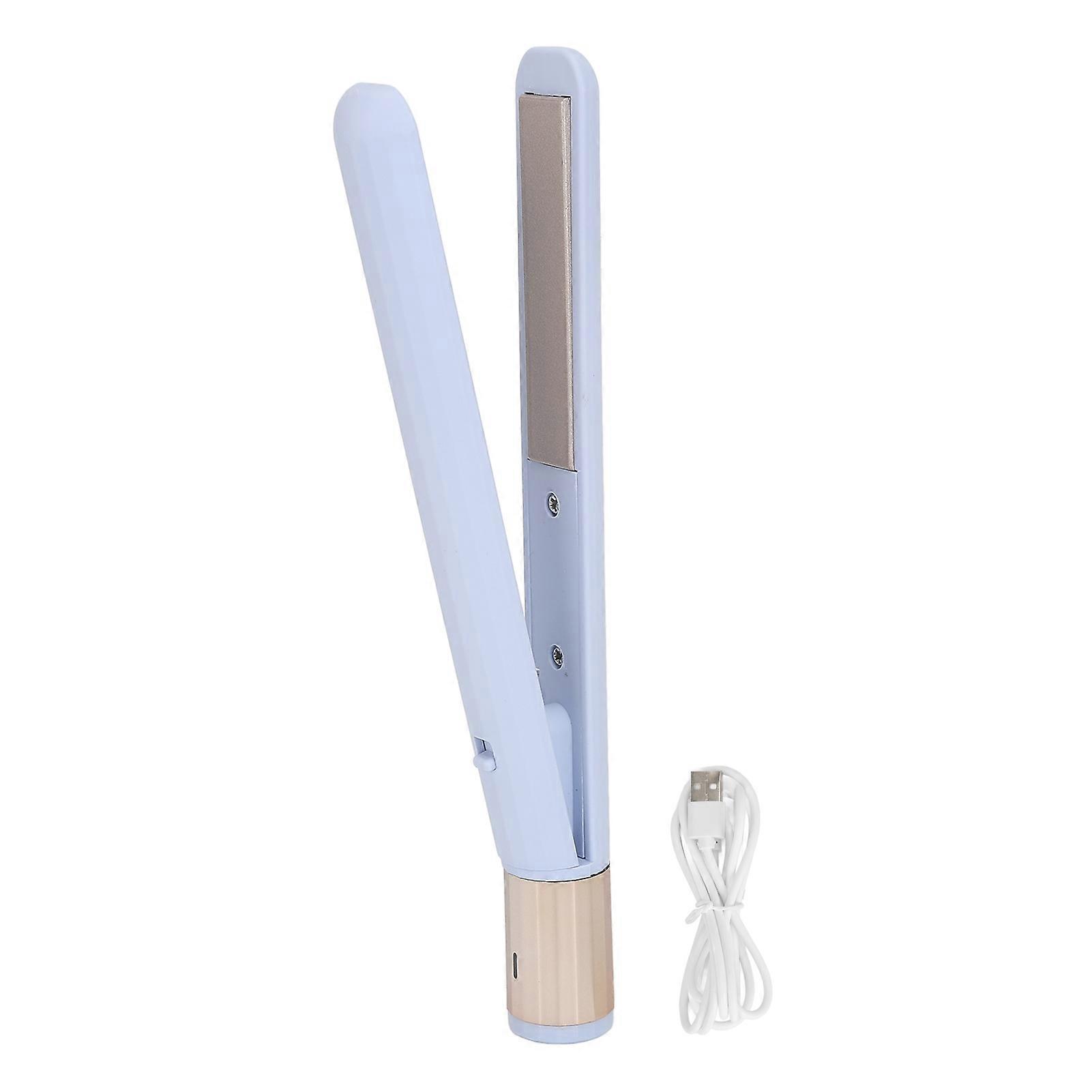 Mini Flat Iron 2 in 1 Hair Straightener USB Adjustable Temperature Small Hair Straightener Curler Portable Travel Flat Iron for Dormitory Violet