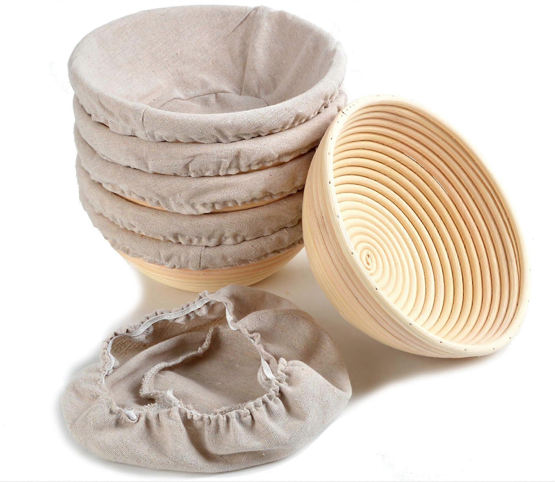 6 Set Mini Round Bread Banneton Proofing Baskets for Artisan Bread Making 5 Inches