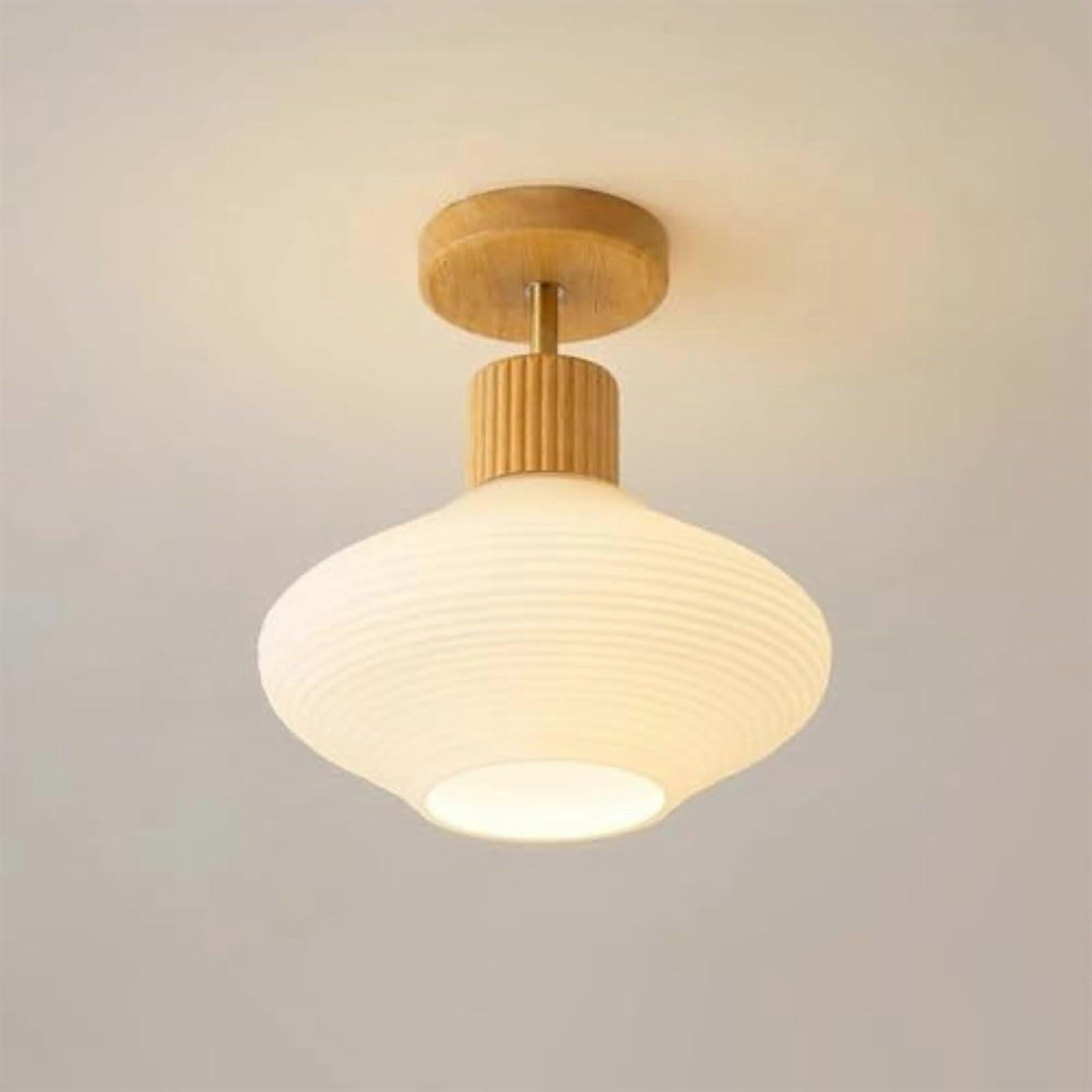 Modern Indoor Glass Shade Ceiling Light Japanese Color Metal Flush Mount Ceiling Lamp