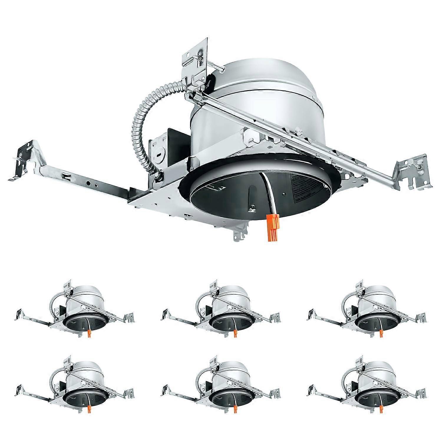 6 Pack 6 Inch Recessed Lighting Housing Can Light Construction, Air Tight Ceiling Can with TP24 Connector 120-277V, IC Rated, UL, ETL Listed