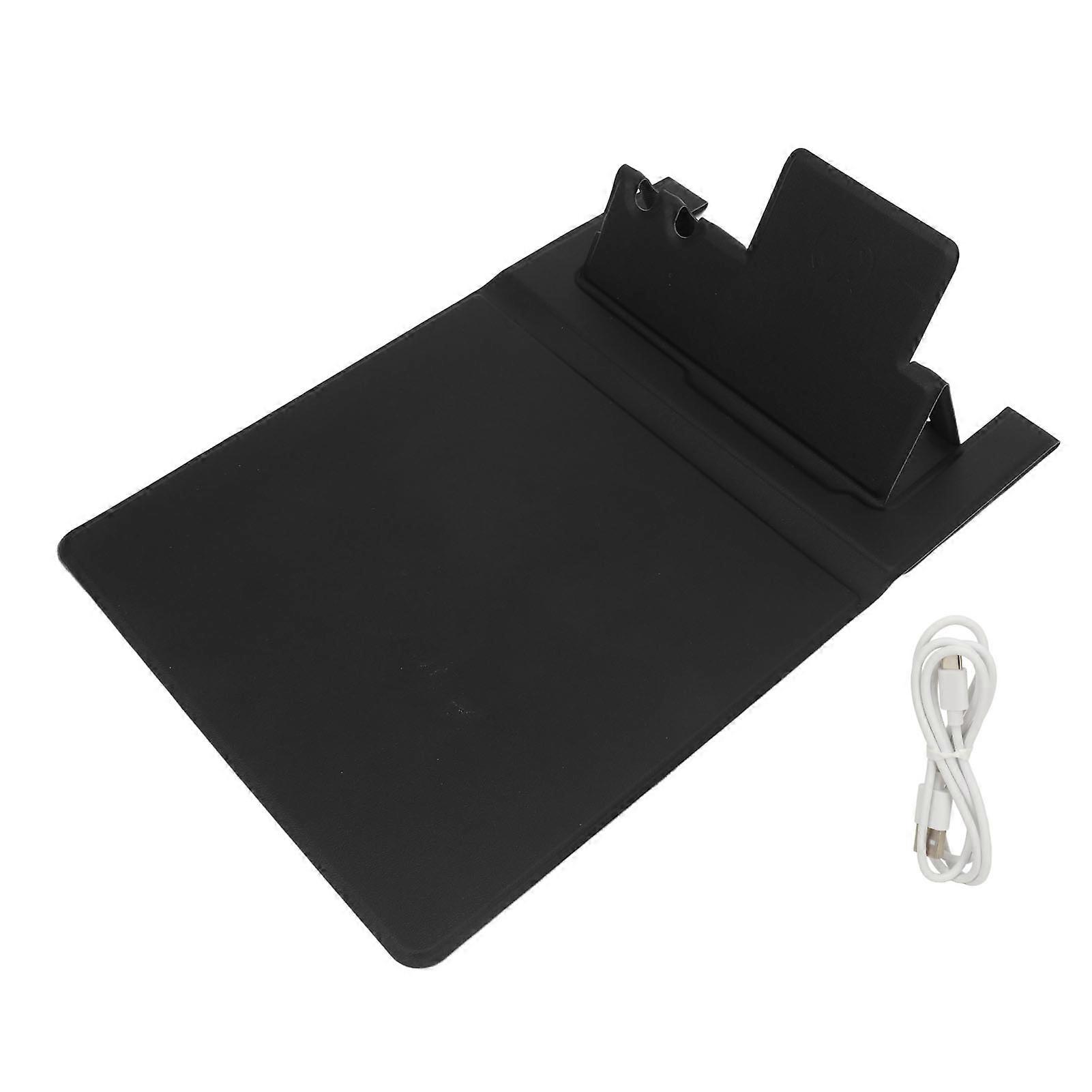 Wireless Charging Mouse Pad Foldable Stand Dual Pen Holder Quick Charge Multi-Functional Pad Black Sleek Design Durable Material For Offic