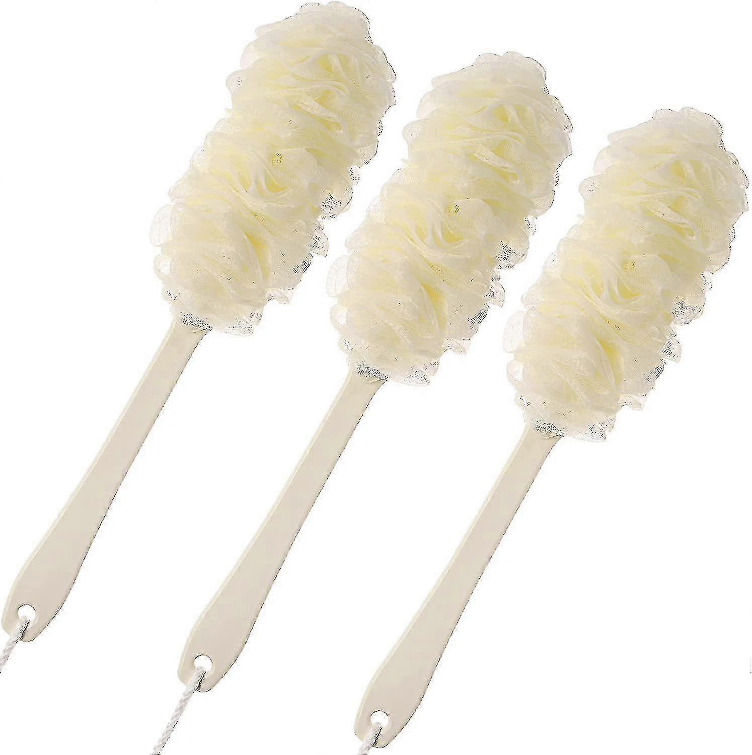 Soft nylon mesh back scrubber for shower with long handle