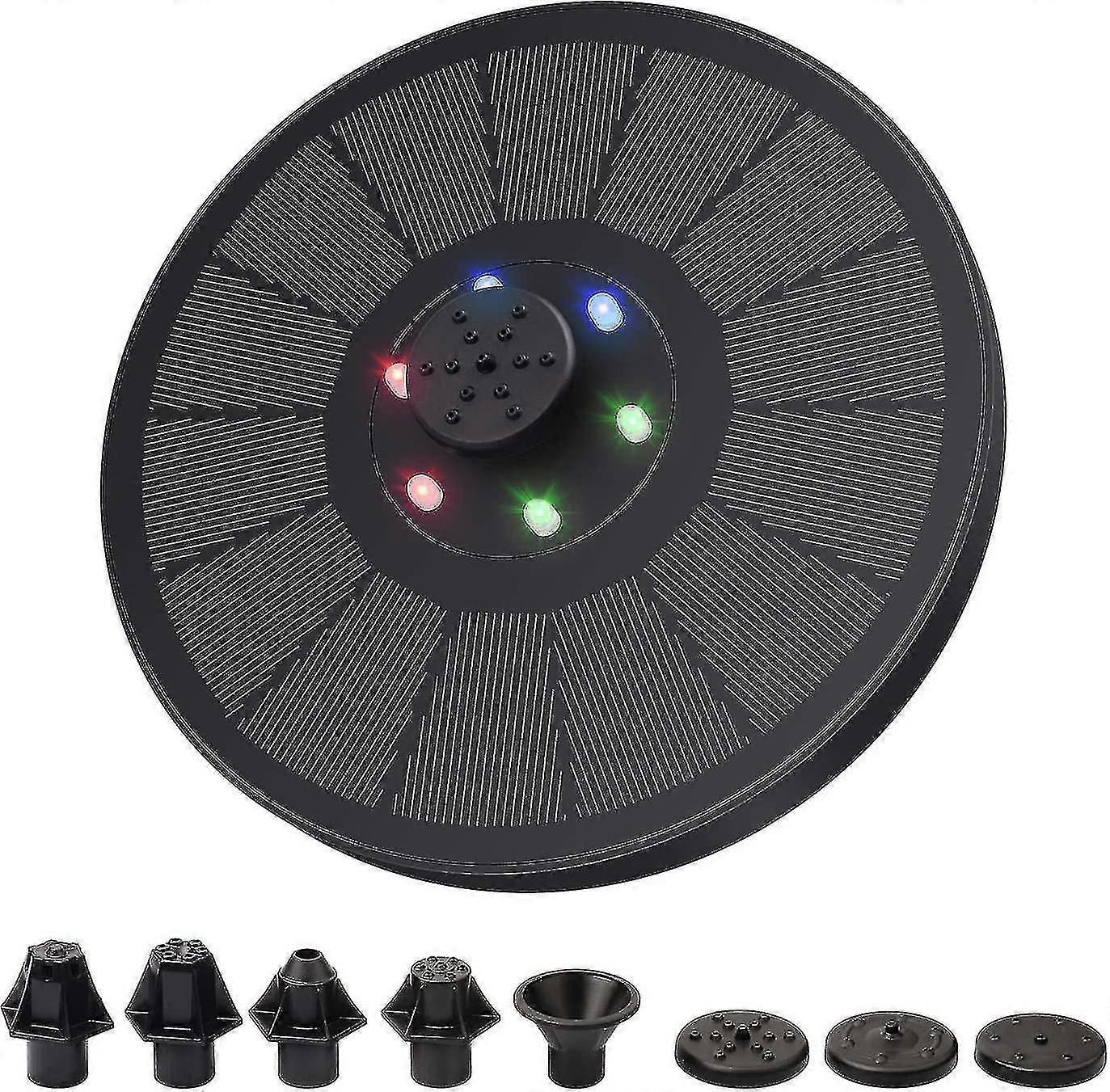 מזרקה סולארית משודרגת 3w מזרקות אמבט ציפורים סולאריות עם סוללת 2000 mah 7 זרבובית משאבת מזרקת מים המופעלת על ידי השמש