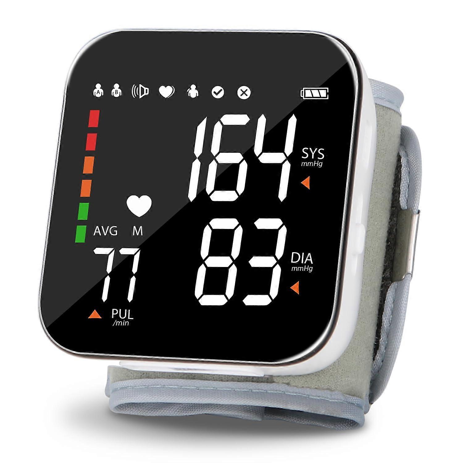 Wrist Blood Pressure Monitor for Home Use Automatic BP Cuff Rechargeable with LED Display