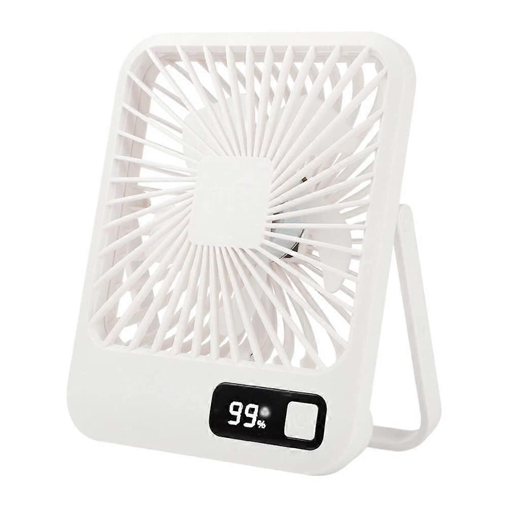 Digital Desktop Mini Fan - White, Mute, Multifunctional, Charging, Ideal for Home, Office, and Student Dormitory