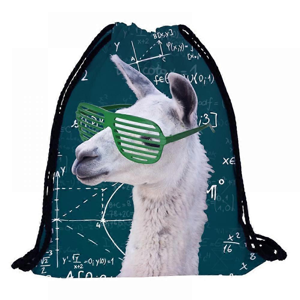 Alpaca Patterned Drawstring Backpack, Lightweight Sports Bag, Storage Backpack, Travel Drawstring Backpack For Both Men And Women