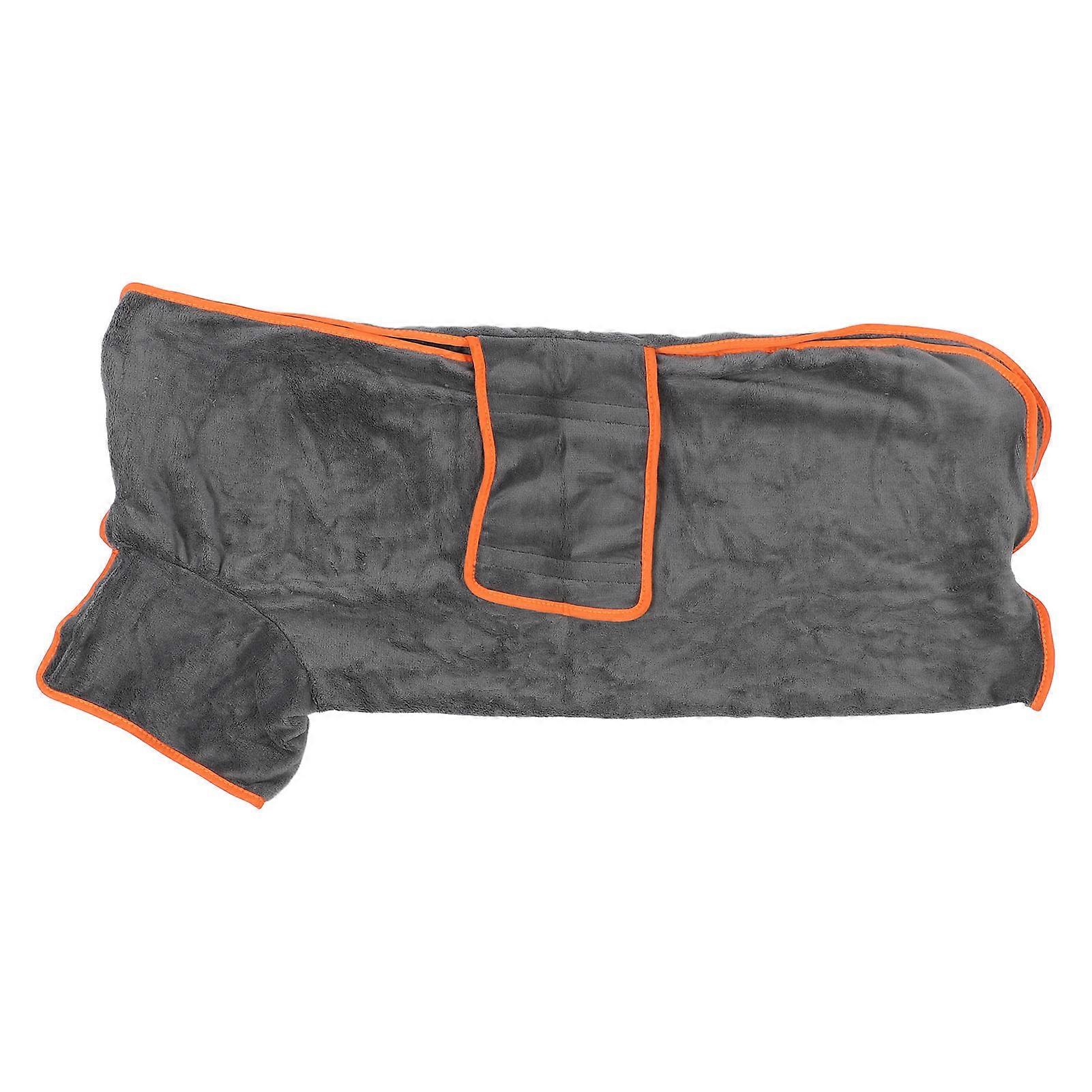 Dog Bathrobe Grey Fully Wrapped Absorbant Quick Drying Soft Polyester Thickened Dog Robe for Home Pool S 