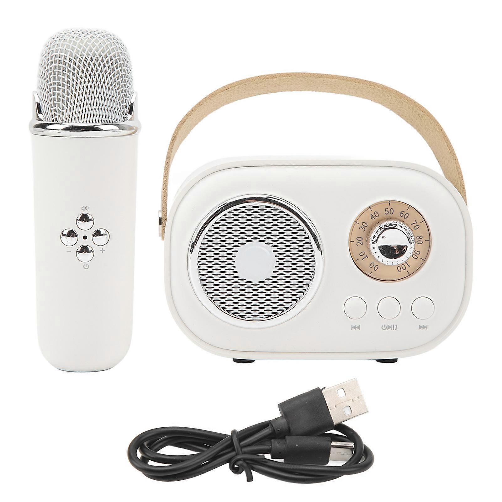 Draagbare Bluetooth-luidspreker met microfoon Oplaadbare handheld karaokemachine voor thuisfeest wit