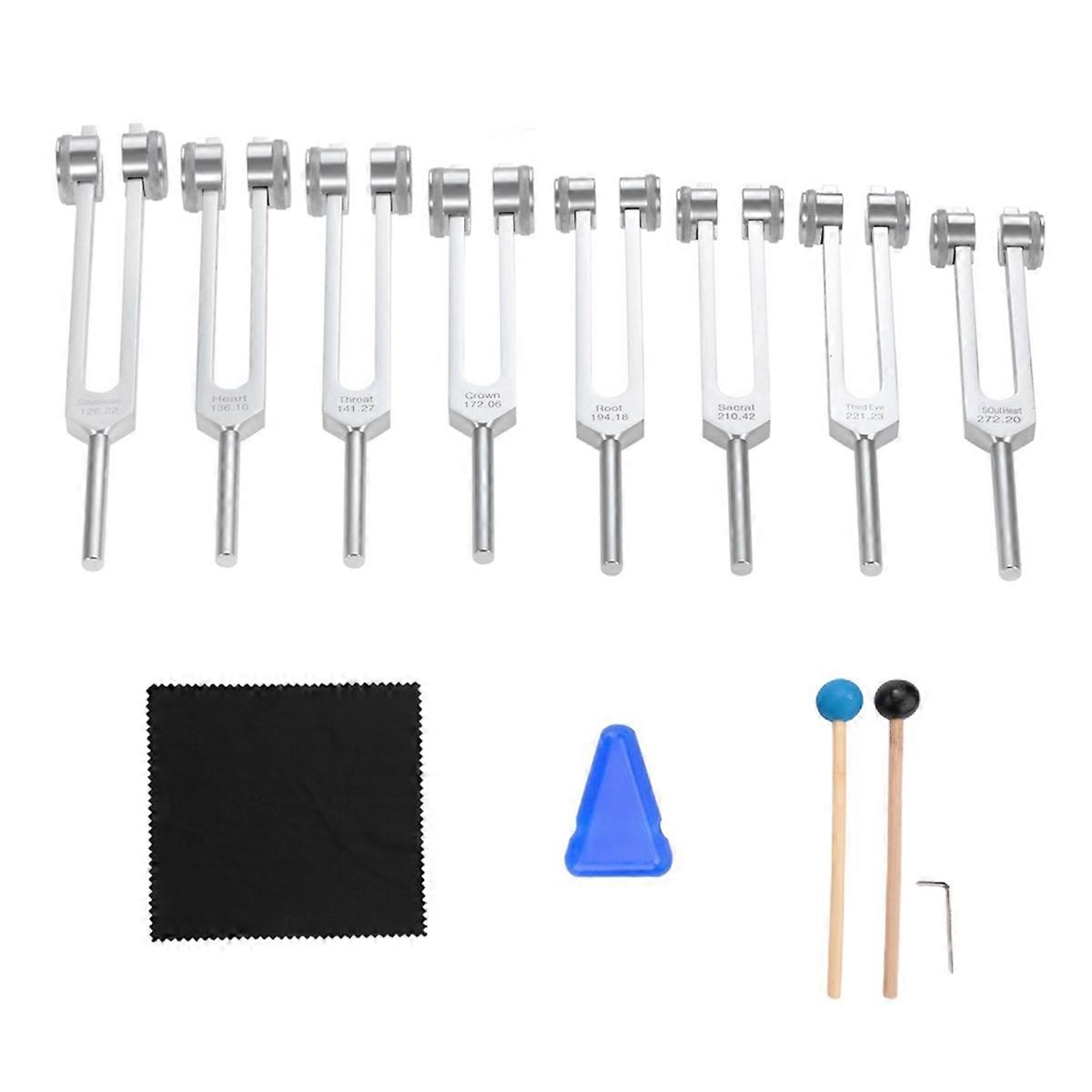 Chakra Tuning Fork Set, for ,Yoga, Sound Healing silver