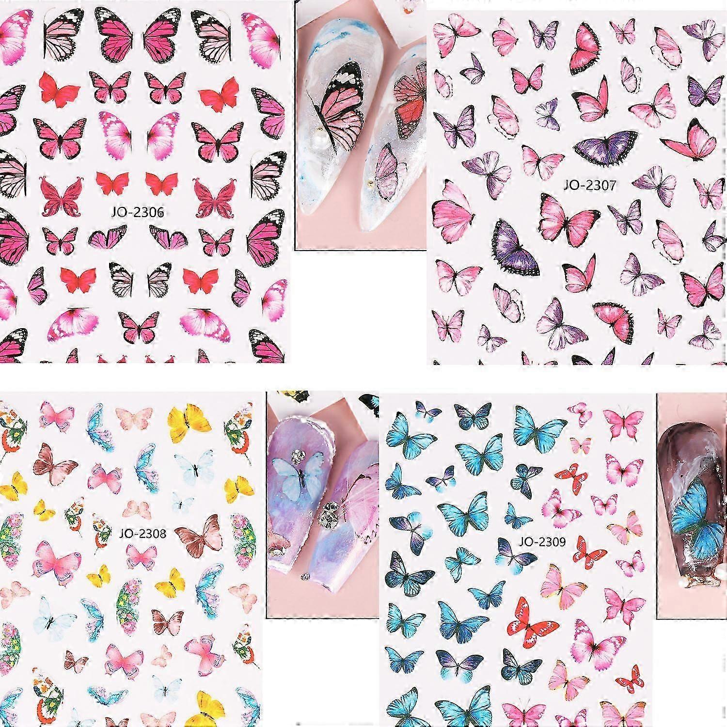 4 vellen nagelstickers (vlinders)