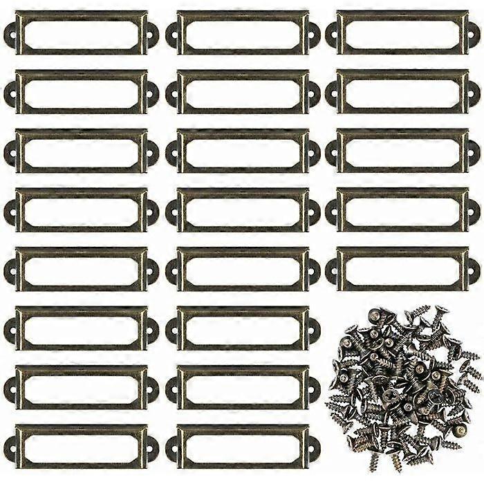 50 Pcs Metal Cabinet Drawer Label Holders Card Nameplate Frame for Desk Shelf Bookshelf