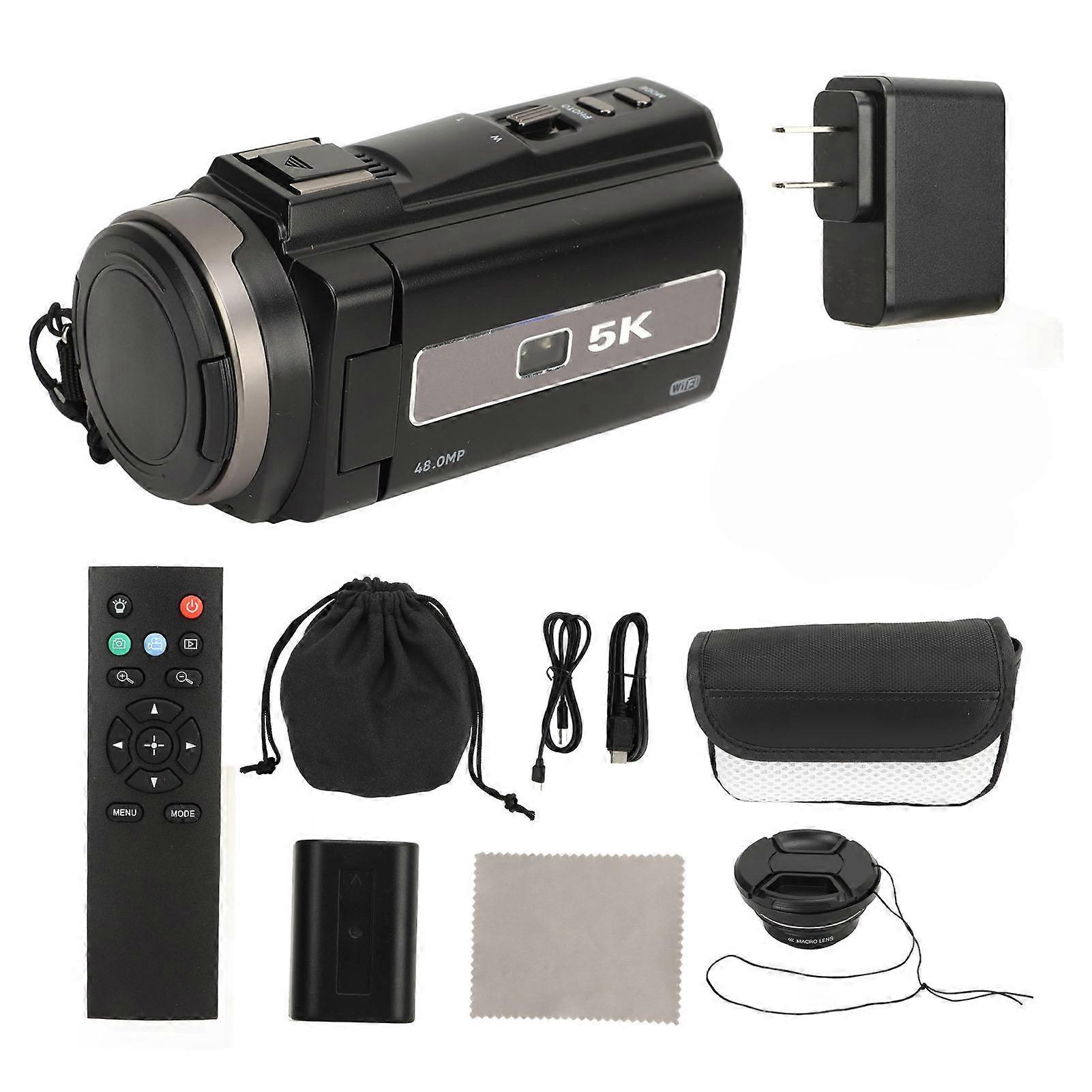 5K UltraClear HD Digital Video Camera: 48MP, 16x Zoom, 6-Axis Stabilization, Touchscreen