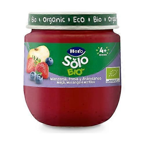 Jar of apple, strawberry, and blueberries 4m+ hero solo bio 120 g (Strawberry - Fruits - Blueberries - Apple)