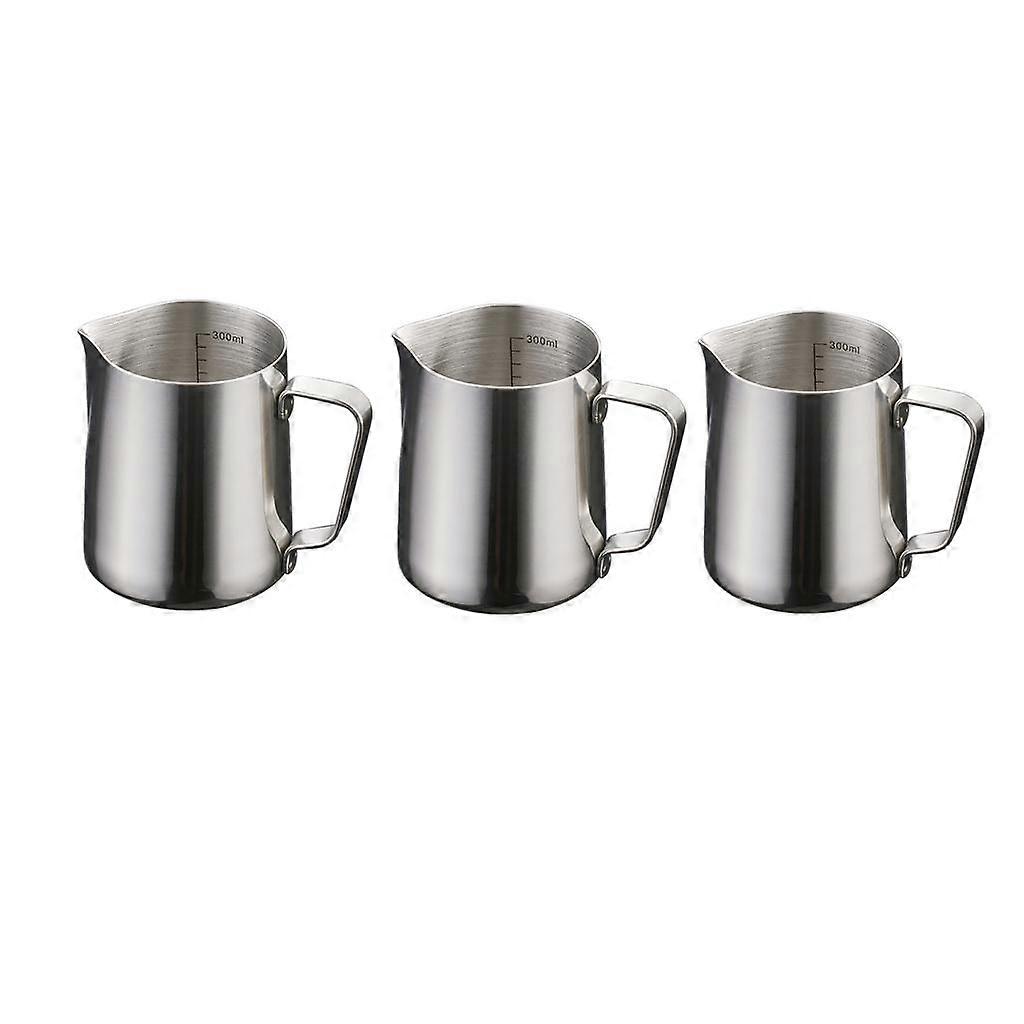 3 Stuks 350ml RVS Opschuimmelkkan met Weegschaal