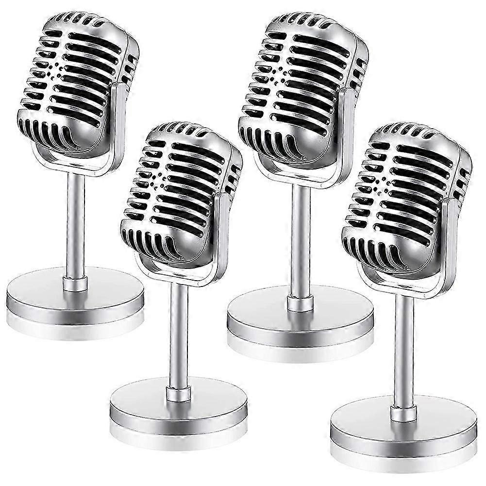 4Pcs Retro Microphone Props Model Vintage Microphone Antique,