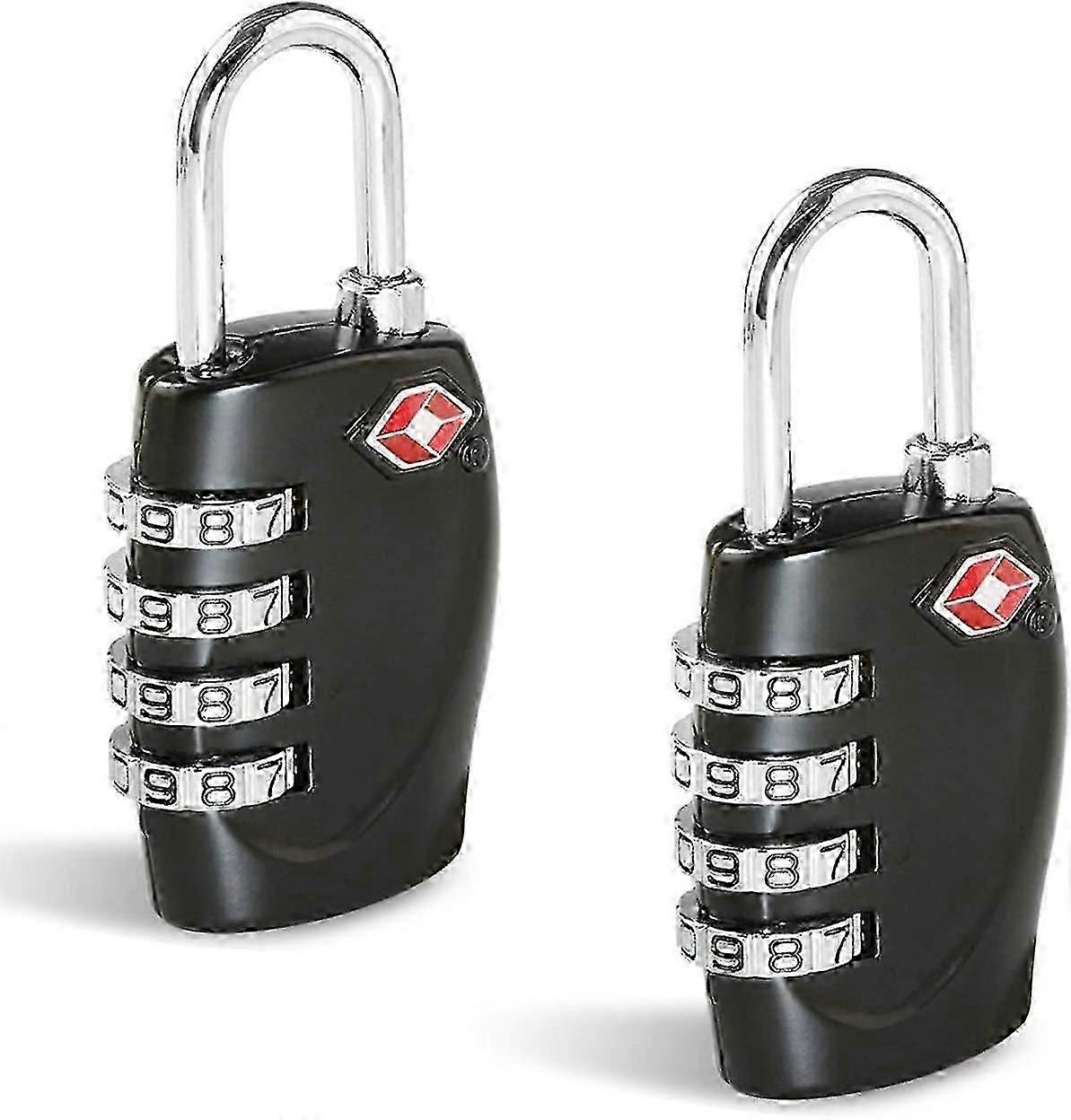 Suitcase Locks - 1, 2, 3, 4, 5, 6 Pack 4-Dial Travel Combination Security Padlock for Suitcases Luggage Case Bag Code Lock - Black (Pack of 2)