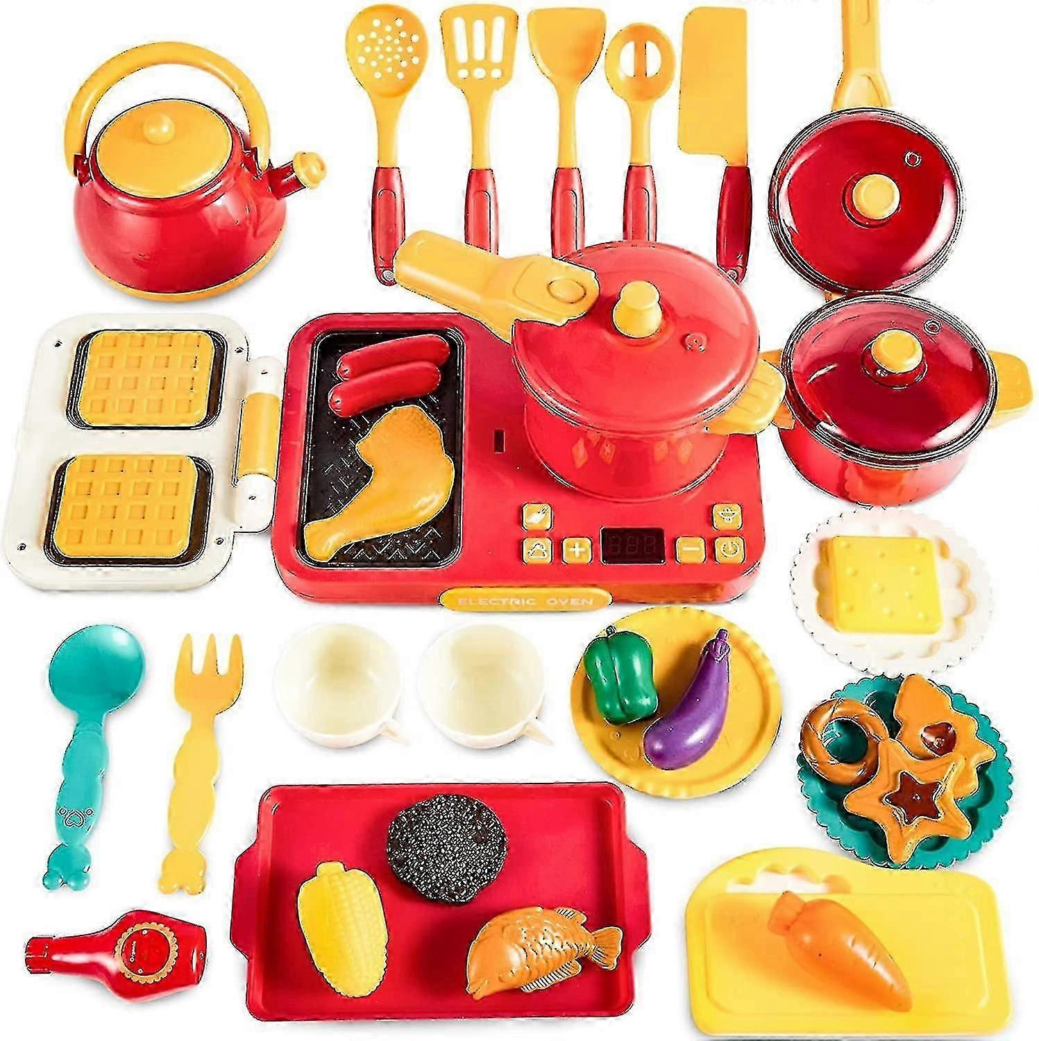 2 In 1 Simulation Induction Hob Toy With Lights And Sounds, Kitchen Play Food Accessories, Cookware Utensils Pots And Pan Toy - YYA