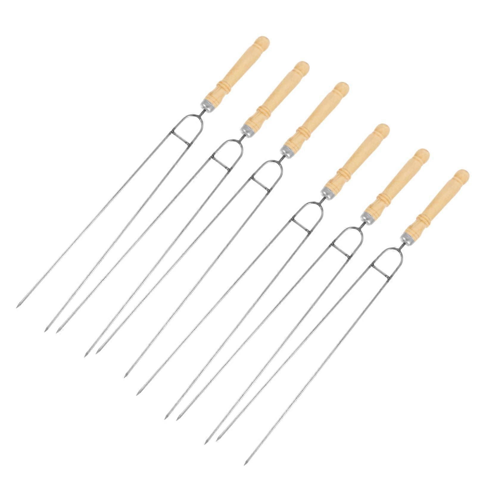 Pack of 12 Barbecue Skewers with Long Ergonomic Reusable BBQ Skewers for Meat and Vegetables for Outdoor Barbecues and Camping