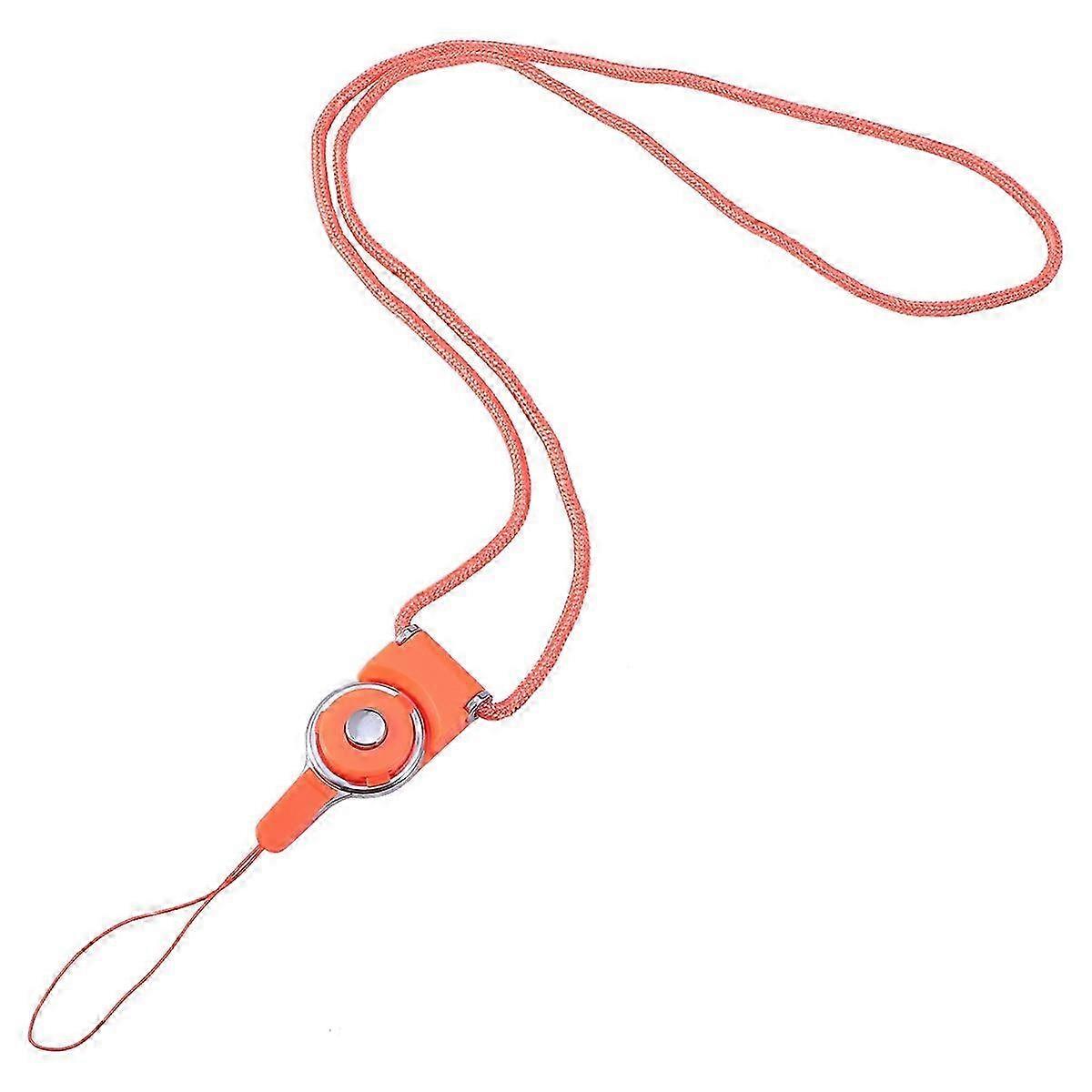 Dual Use Detachable Rotary Buckle Long Lanyard Mobile Phone Shell Rope Orange