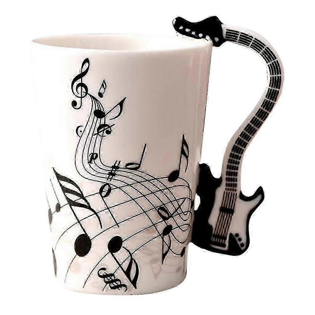 Ceramic Cup Coffee Mug Instrument Mug For Creative Gift Black Guitar Stave
