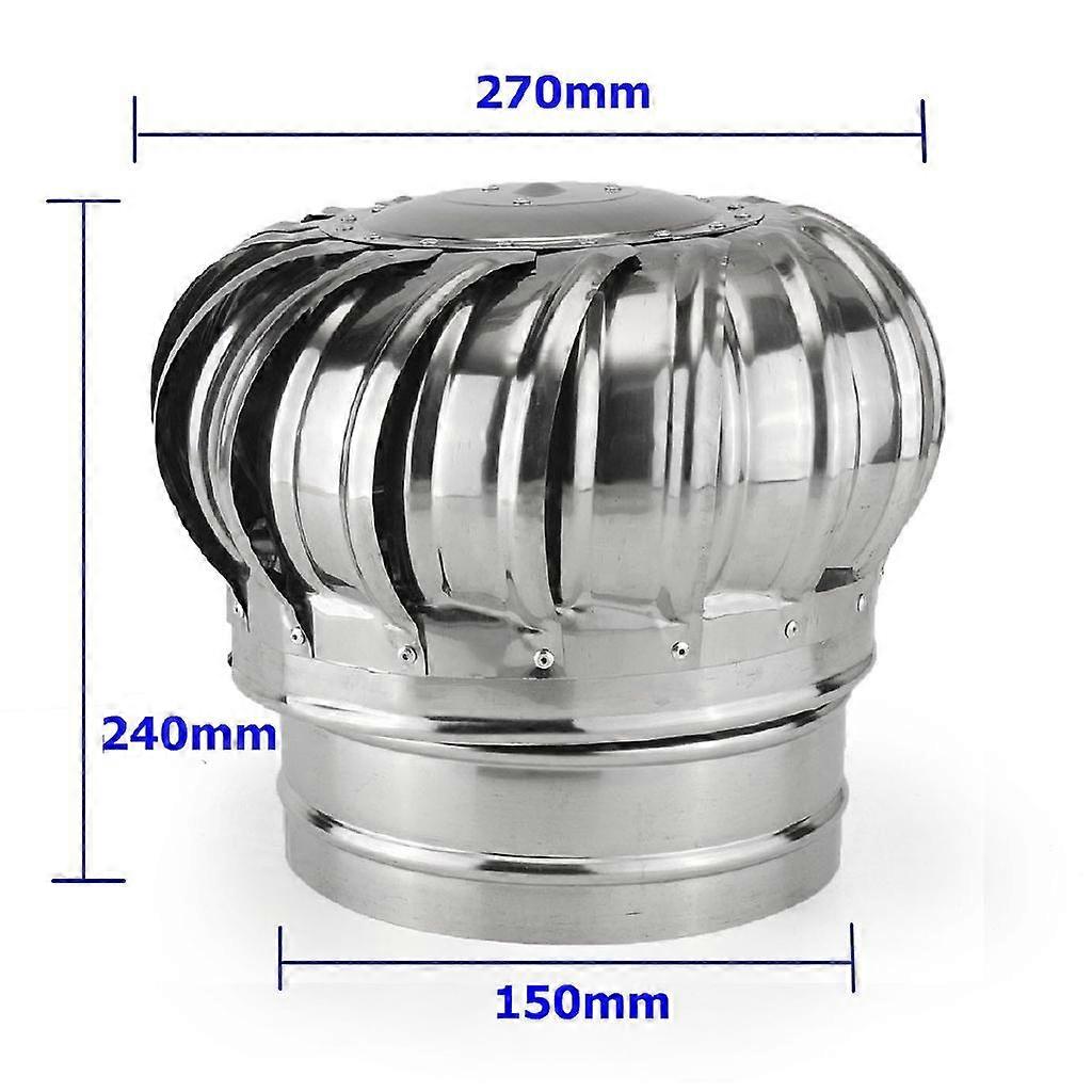 Roof Ventilator Wind Turbines Air Vent Attic Ventilator Stainless Steel Silver 270mm*240mm*150mm