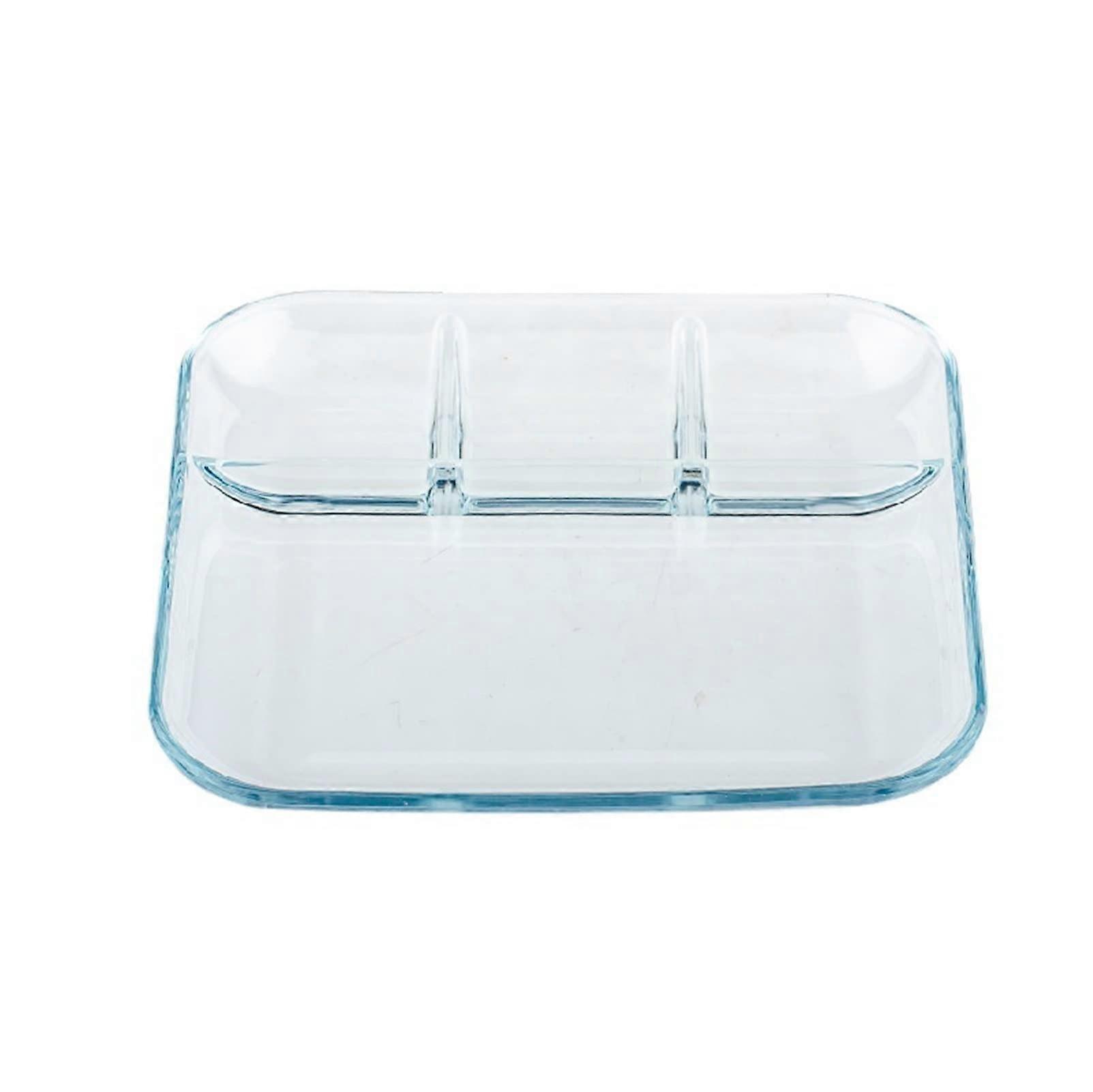 Rectangular snack plate, portion control, 3piece diet plate, tempered glass (9' Square)