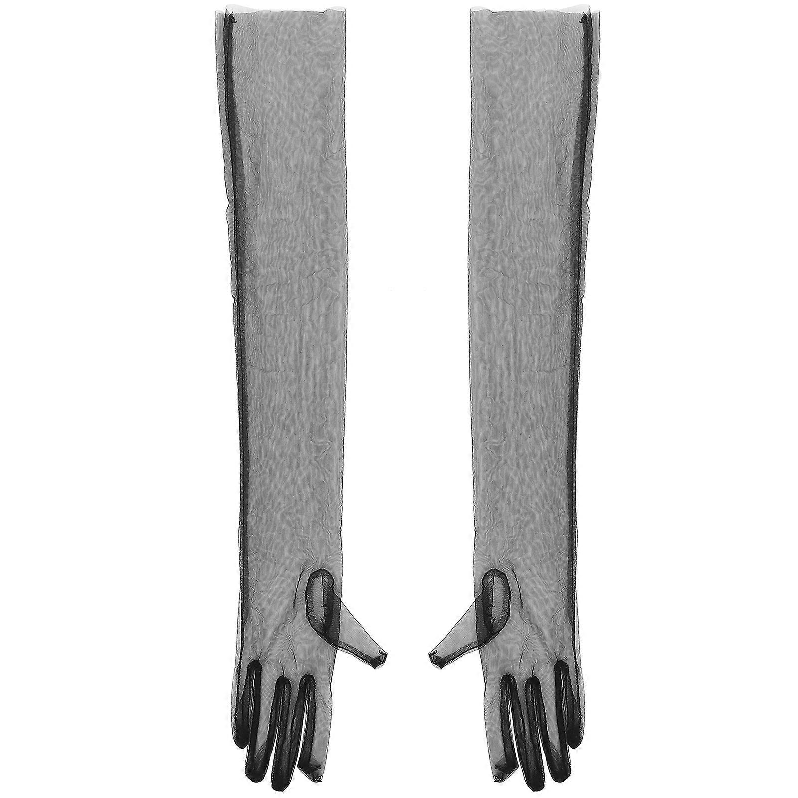 Black Sheer Gloves for Weddings Elegant Tulle Design, Lightweight & Breathable Bridal Accessory for Special Occasions