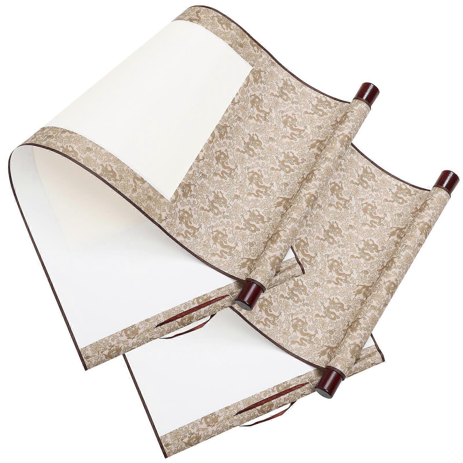 2pcs Mini Blank Calligraphy Scroll Paper for Chinese Painting, High Absorbency, Suitable for Ink, Sumi Brush Calligraphy and Drawing for Beginners