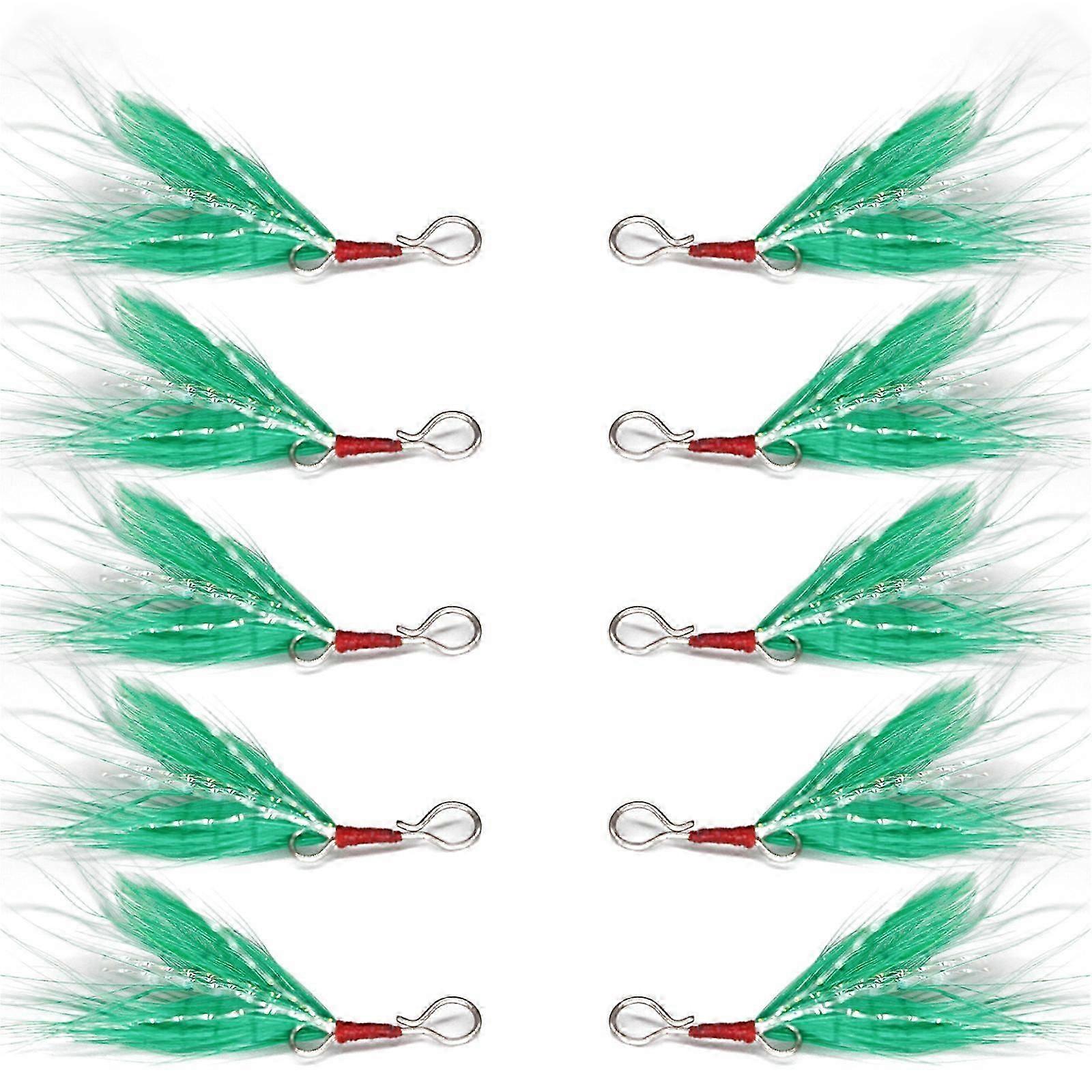10 stk fiske skje agn lokke fjær for diskantkrok fiskeutstyr fjær lokke anheng fiskeutstyr avtakbar gul