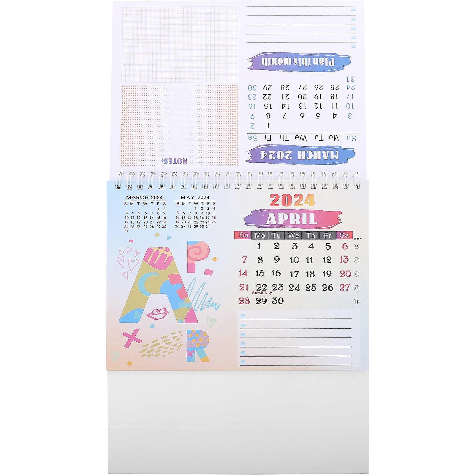 Table Calendar Decoration Desktop Calendar Scheduling Planning Recording Events Reference Pages Note-taking Home Use 20.50X20.50X8.00CM 1Pcs