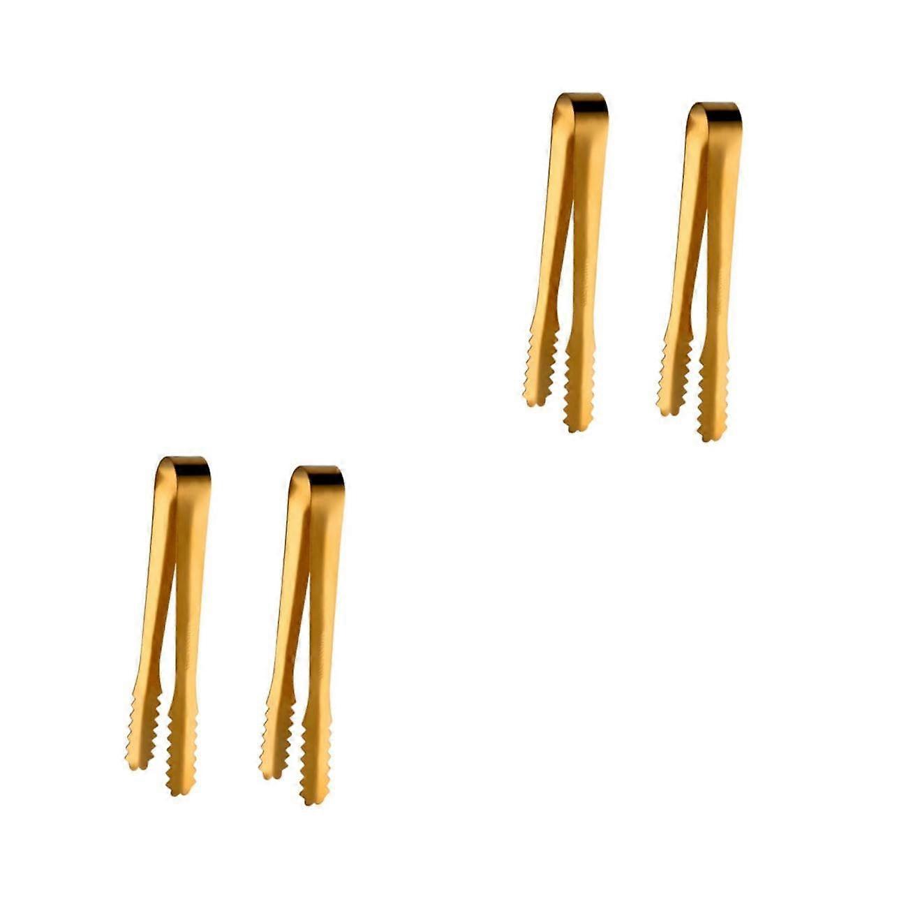 2 Sets Ice Cube Tongs Cold Sugar Cube Tongs Block Ice Cube Tray for Freezer Machine Reusable Ice Cube Tray Scoop Stainless Steel Golden 2 Pieces x 2