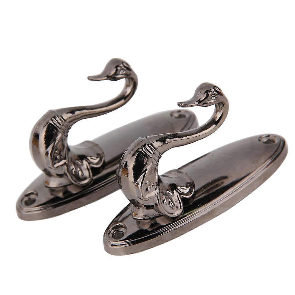 Wall Hooks For Curtains Swan Style Decorative Zinc Alloy Securing Curtains Black 1Pair
