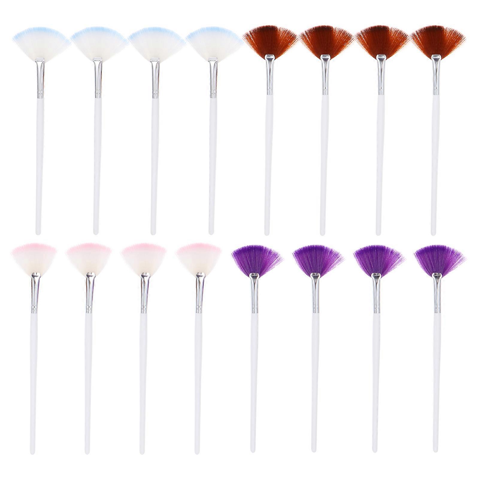 Makeup Kit with Fan Shaped Brush for Home Use Assorted Color Long Handle Loose Powder Brush Blush Brush