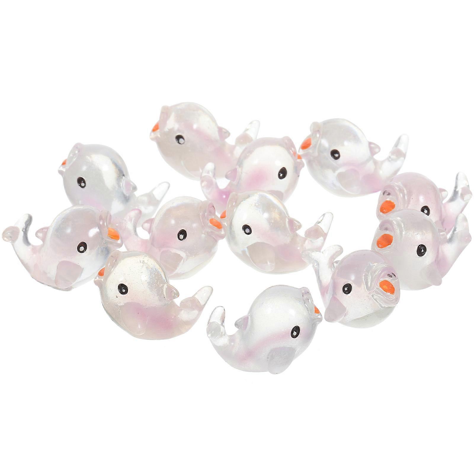 Tiny Resin Dolphins Mini Dolphin Models Decorative Garden Mini Animal Figurines Transparent 2.50X1.80X1.50cm 12Pcs