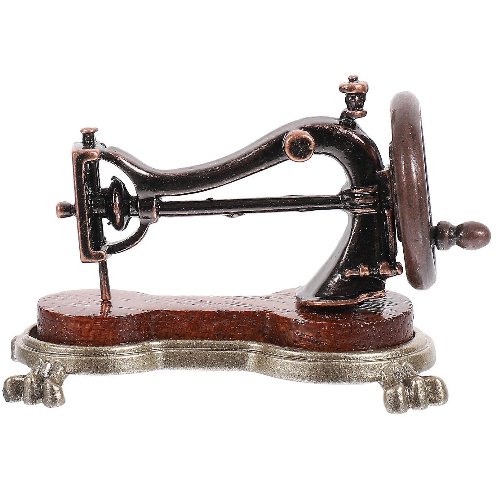 Mini Sewing Machine Retro Model for Doll House Decor Micro Landscape Accessories