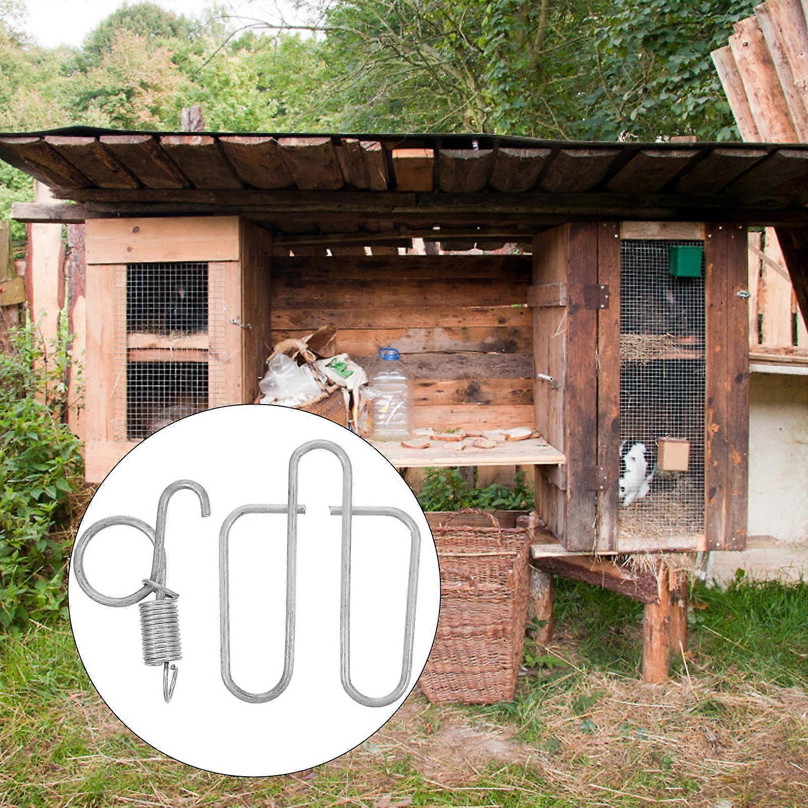 6 Sets Silver Stainless Steel Spring Latch Hooks for Secure Cage Door Locking and Fixing