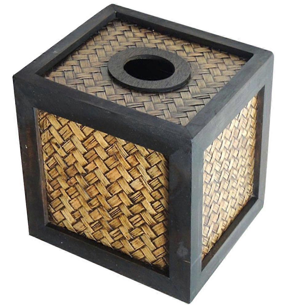 Hand Woven Bamboo Tissue Box Holder, Decorative Square Napkin Organizer, Vintage Design, Space Saving Storage for Bedroom Bathroom Home Hotel Use