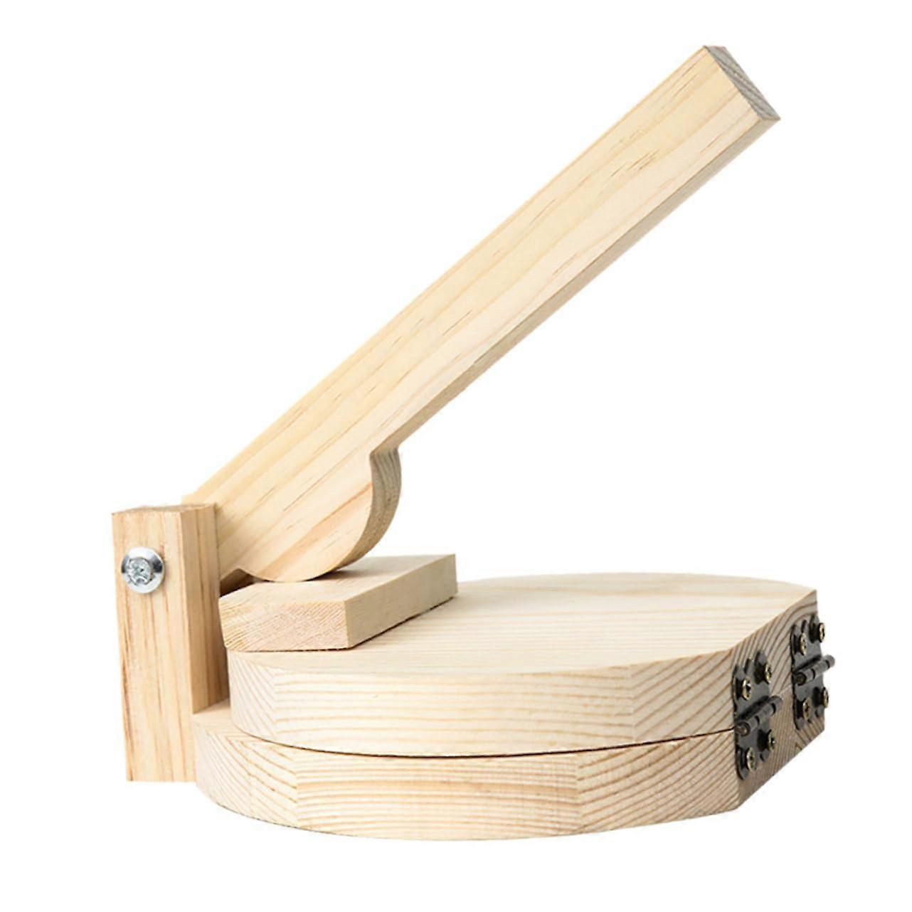 Wood Press Tool for Dough – Manual Design with Natural Wood Finish for Empanada Shells, Kitchen Block Size