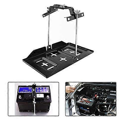 Car Battery Holder Universal Metal Tray, Adjustable Clamp Set for Secure Battery Installation, Compatible with Most Vehicles