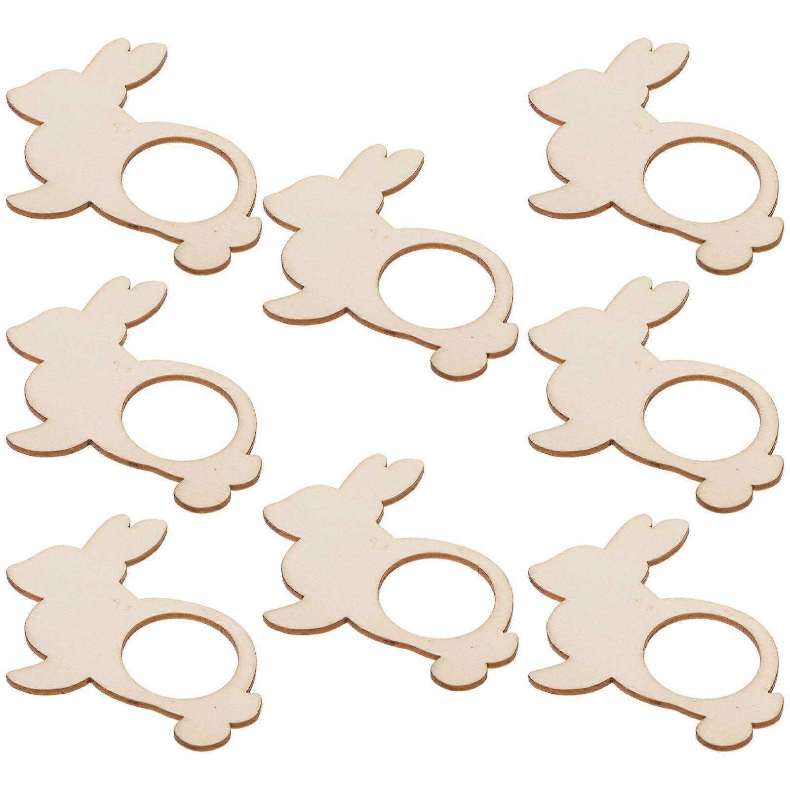 Rabbit Napkin Ring Wooden Adorable Serviette Buckles Home Table Decoration Khaki 8x7cm Decorative 8Pcs