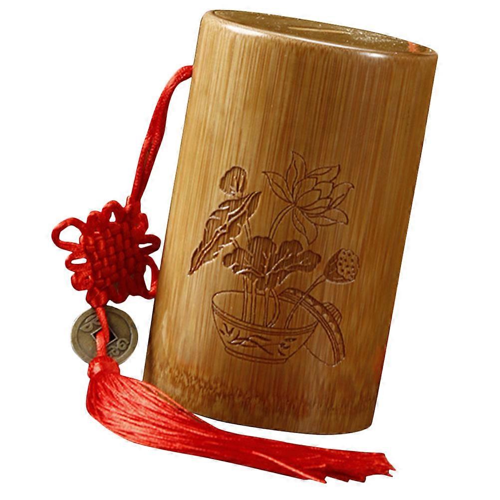 Creative Money Bank Chinese Style Bamboo Coin Holder Saving Money Decorative Item Small Size Light Brown 1Pack
