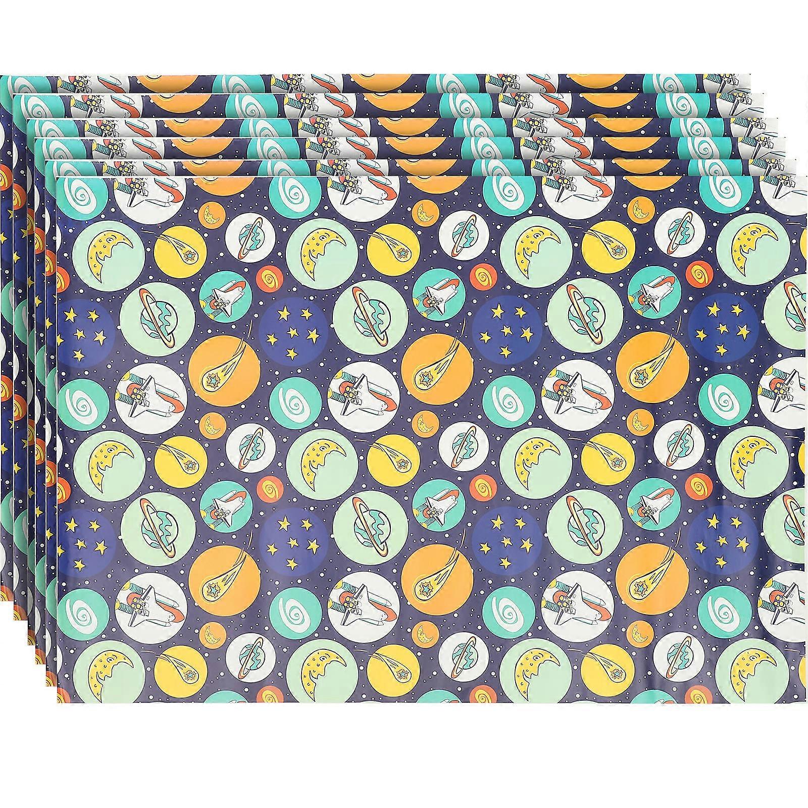 Easy Wrapping Paper Cartoon present Wrap Paper Easter Party Supplies Multi-Colored Rectangular Creative Design 6 Sheets