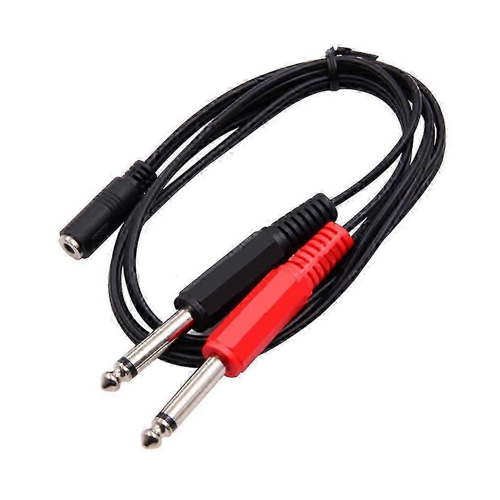 3.5mm Female to 2 6.35mm Male Adapter Cable for Suitable for Various Audio Devices with 1/4 and 3.5mm Jacks