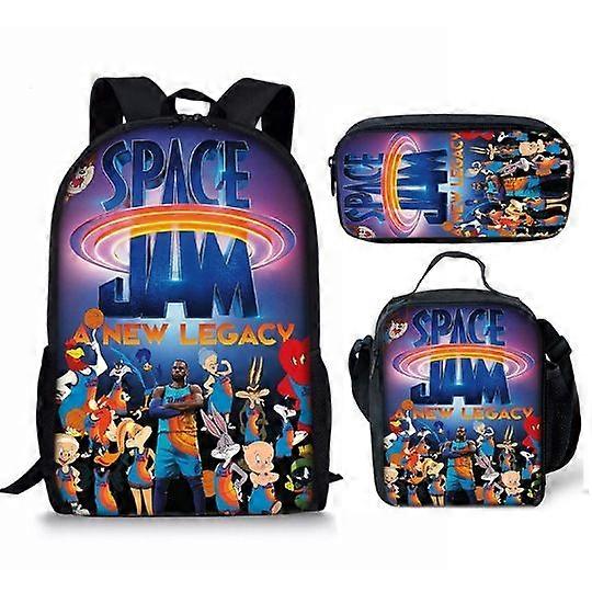 17-inch student backpack set 3D digital printing backpack three-piece set